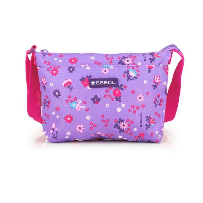 Bolso infantil Gabol VIOLET con flores y resistente al agua