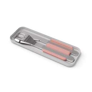 Set repas complet lunch box 2 étages 1L bleu/rose + accessoires