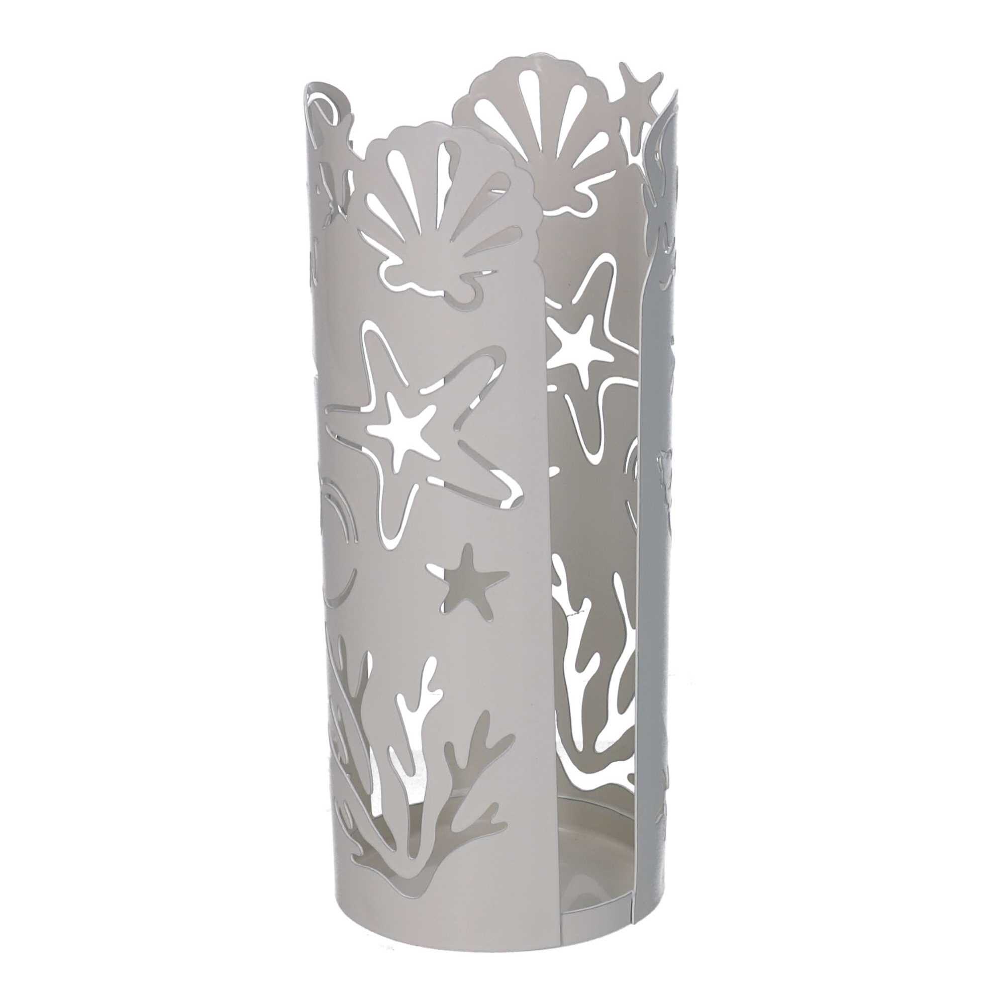 Portabicchiere in metallo mare bianco tondo cm ø8h20