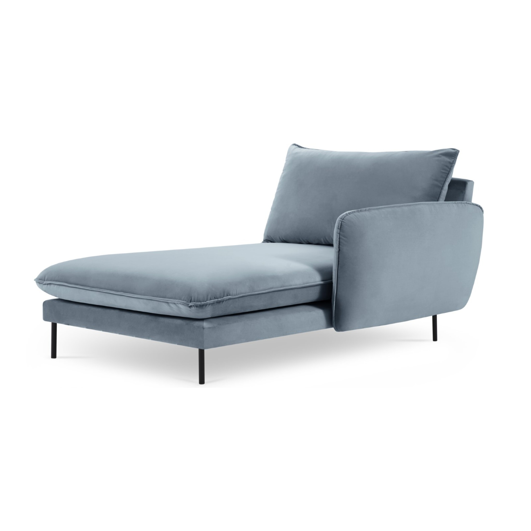 Méridienne droite "Vienna" en velours bleu