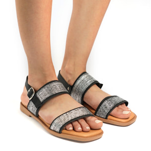 SANDALO FLAT DOPPIA FASCIA ARGENTO