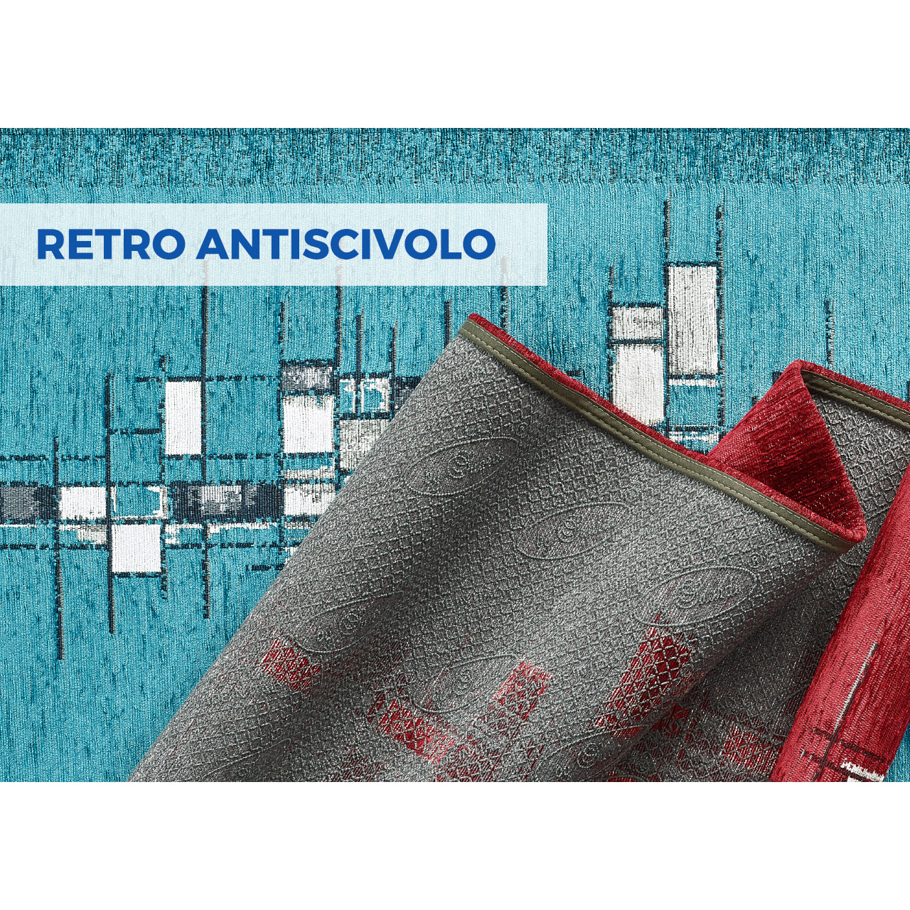 Tappeto Jacquard Ideale Cucina Ingresso Made In Italy Antiscivolo, Lavabile, Morbido Disegno Pixel Rosso By Suardi