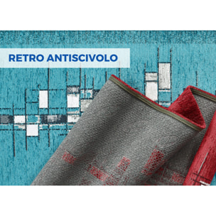 Tappeto Jacquard Ideale Cucina Ingresso Made In Italy Antiscivolo, Lavabile, Morbido Disegno Pixel Rosso By Suardi
