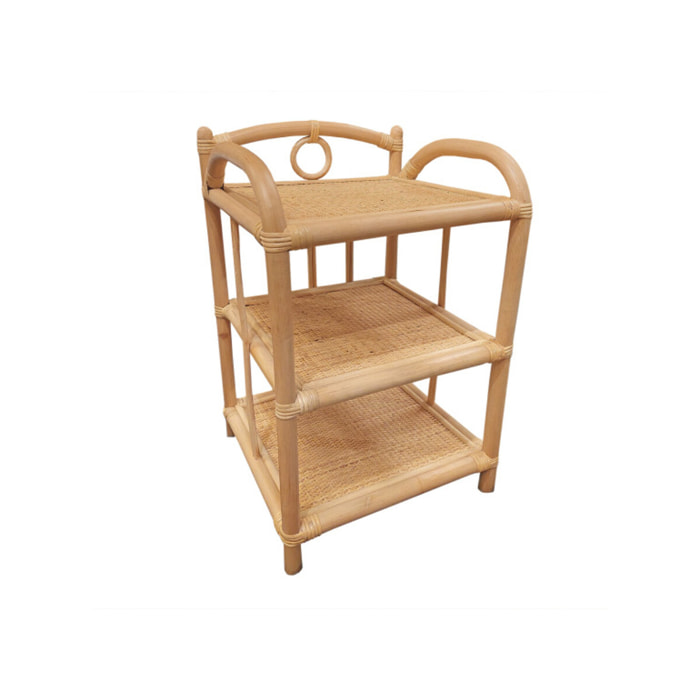 Petite étagère d'appoint H. 55 cm en rotin naturel avec 3 tablettes - KALO