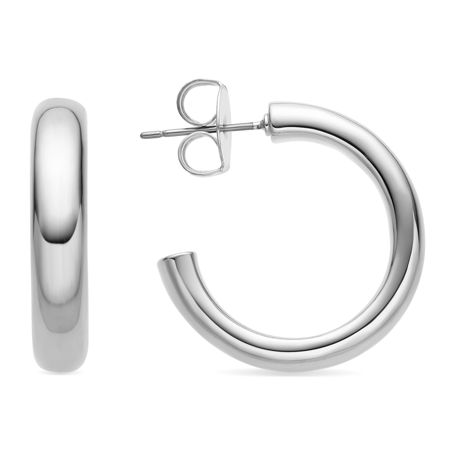 Pendientes de 25mm de diámetro acabados en rodio