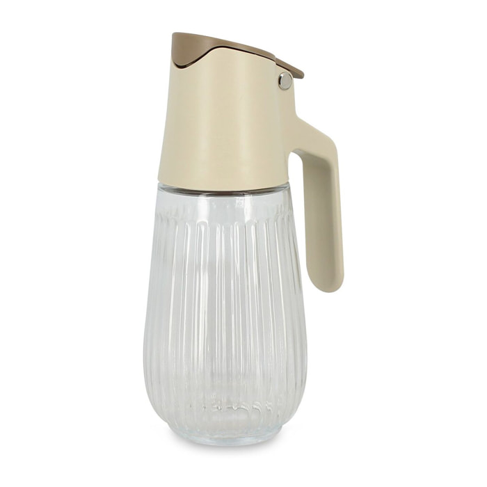 Bouteille d'huile 58cl en polypropylène crème et verre