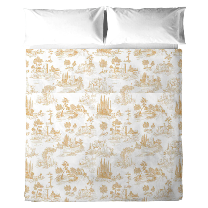 Sábana encimera El Caballo PAISAJE TOILE DE JOUY Dorado - 100% algodón -
