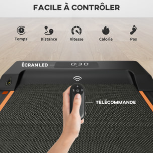 Tapis de marche électrique pliable 1800W - V. max. 6Km/h - écran LED multifonction, télécommande, support iPad - orange noir