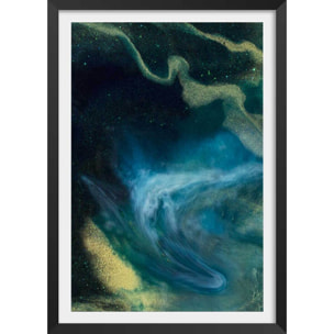 Poster bleu constellation Affiche + cadre en bois - Noir