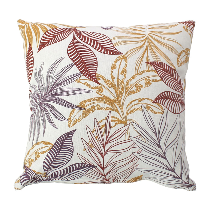 Coussin canapé déhoussable motif végétal coloré - Multicolore