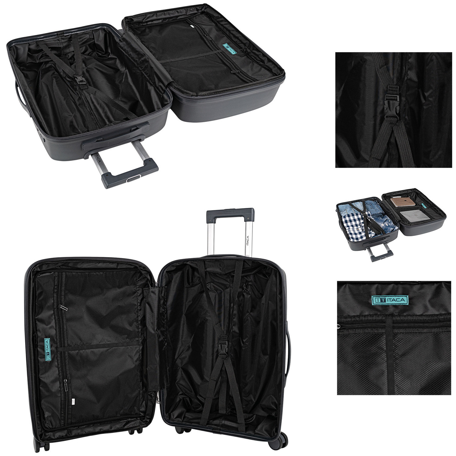 Juego De Maletas Rígidas Pp Itaca Moscu Antracita