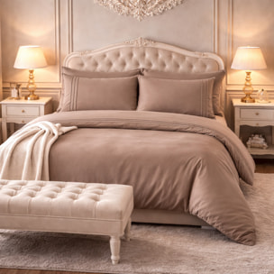 LAURA BIAGIOTTI Completo Set Lenzuola Floire Matrimoniali: L’Eleganza del Percalle firmata Hermet_tortora