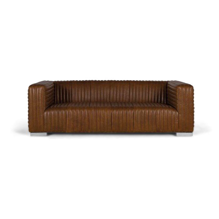 Sofá de Piel 220 Cm Estilo Contemporáneo Moderno