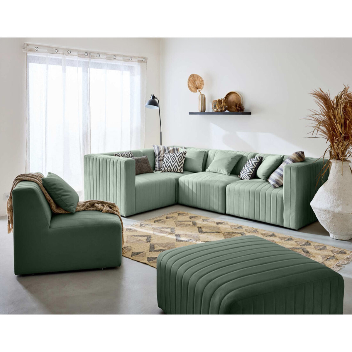 Nova - pouf modulable - en velours - Bleu