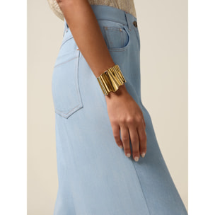 Oltre - Pantaloni palazzo in tencel effetto denim - Azzurro