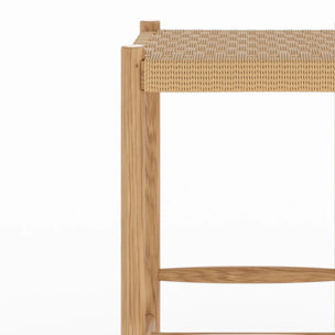 Tabouret pour îlot central 65 cm en tressage et bois - Kepler