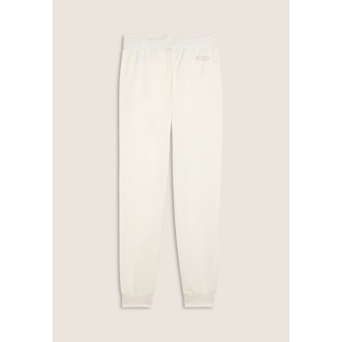Pantaloni Sportivi con Polsini in Costina e Strass