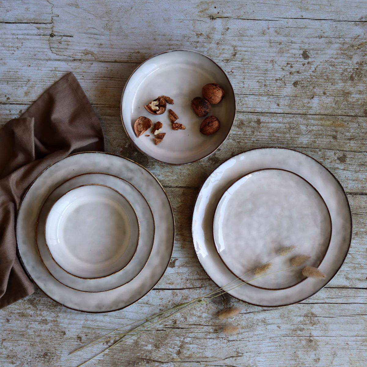 Lot de 6 assiettes plates en grès gris 27,5cm BORAL
