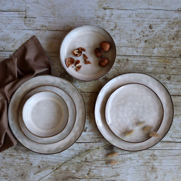 Lot de 6 assiettes plates en grès gris 27,5cm BORAL