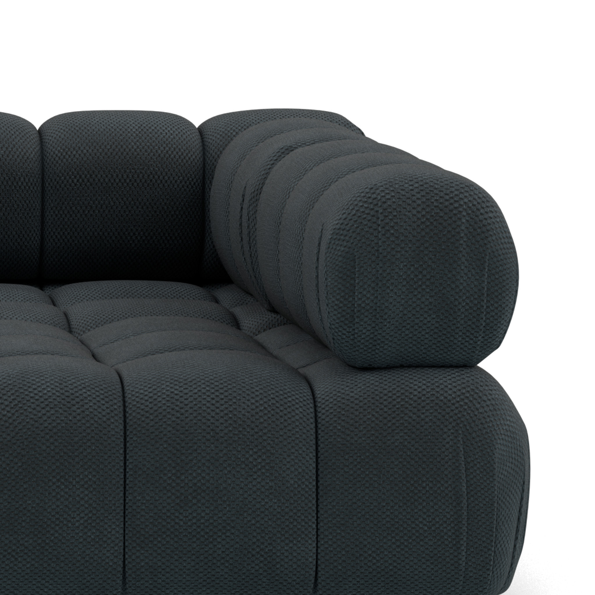 Ruby - canapé modulable d'angle droit 5 places en velours texturé - Noir