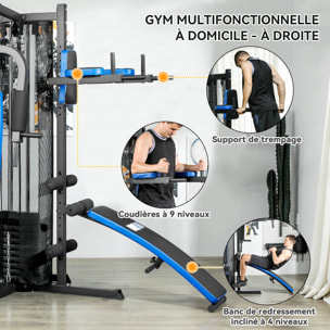Station de musculation multi-équipement - collaboration Aosom.fr x FFHandball - 10 contrepoids - acier noir rouge