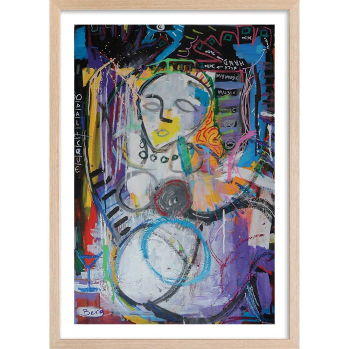 Affiche abstraite odalisque Affiche + cadre en bois - Chêne