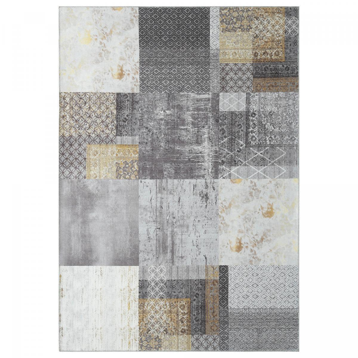 Tapis salon et chambre tissé en coton motif damier LAVE