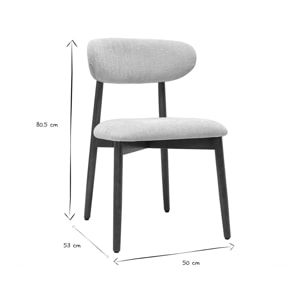 Chaises en tissu effet velours texturé beige et bois foncé noyer (lot de 2) SIAME