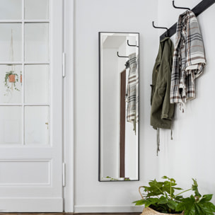 Miroir mural dim. 120L x 35l cm - film sécurité anti déflagrant, système attache inclus - cadre alliage alu. noir