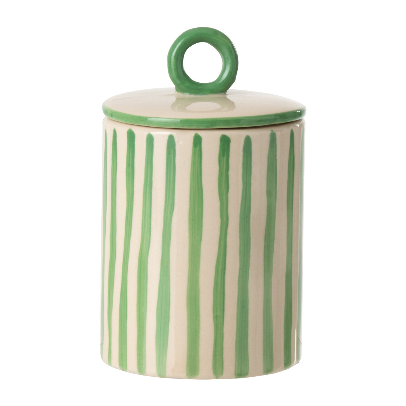 J-Line Pot décoratif Ligné - céramique - blanc cassé/vert