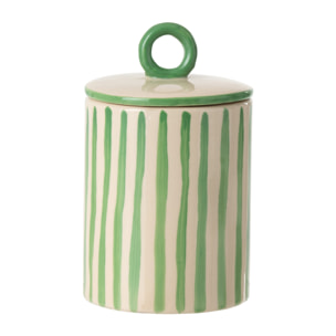 J-Line Pot décoratif Ligné - céramique - blanc cassé/vert