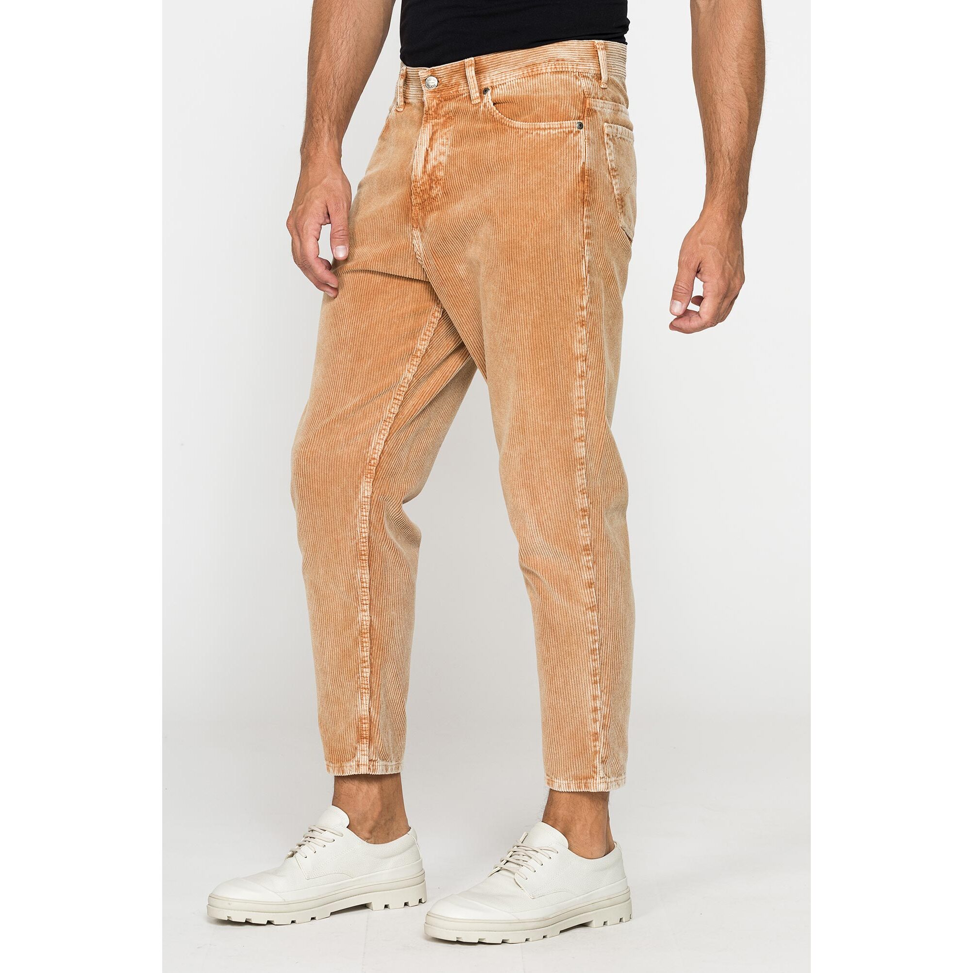 PANTALONE 5 TASCHE IN VELLUTO EFFETTO ACID WASH