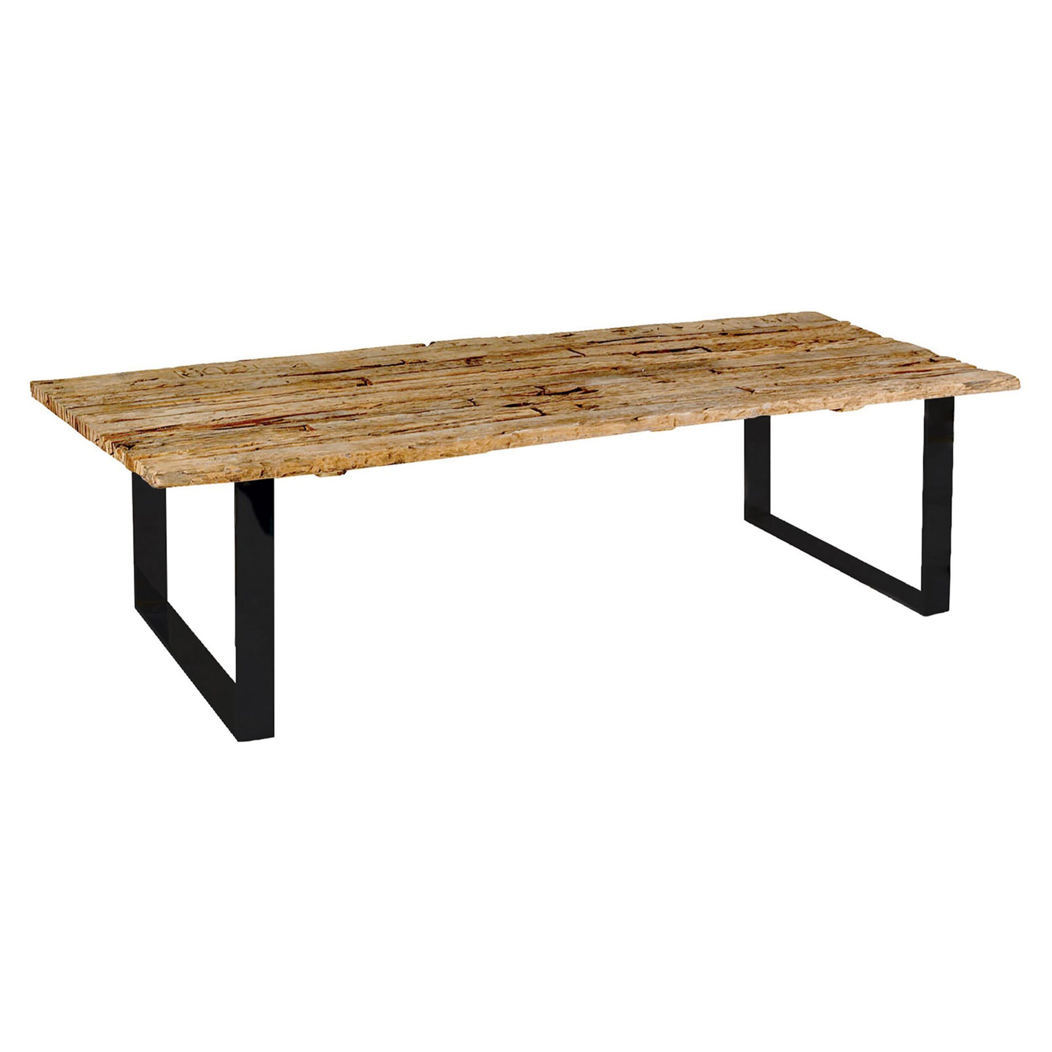 Table en teck recyclé et pieds en métal noir 235cm SARMATY