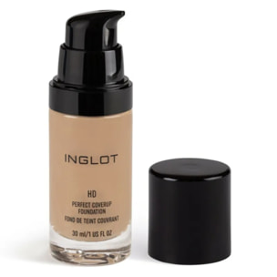 INGLOT HD Perfect Coverup Foundation MW76, Base de maquillaje de larga duración, Cobertura media/alta, acabado mate natural, dejando la piel sin imperfecciones, Formula Vegana. Color: Beige medio, subtono rosado, piel medias a oscuras. 30ml