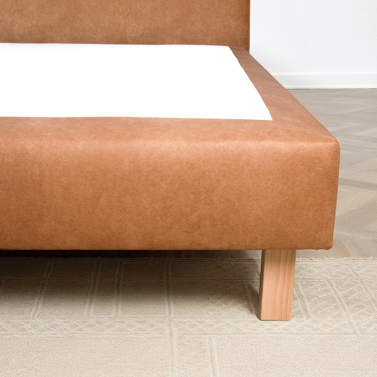 Jeu de 4 pieds de lit carres | Bois Naturel | Hauteur 15 cm