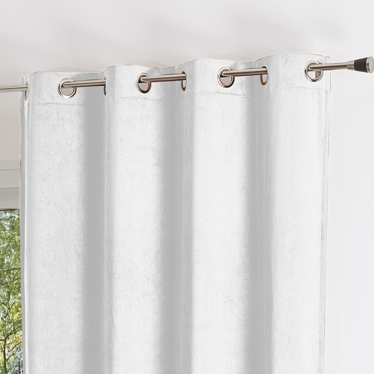 Rideau uni en suédine  - Effet daim et velours - Blanc