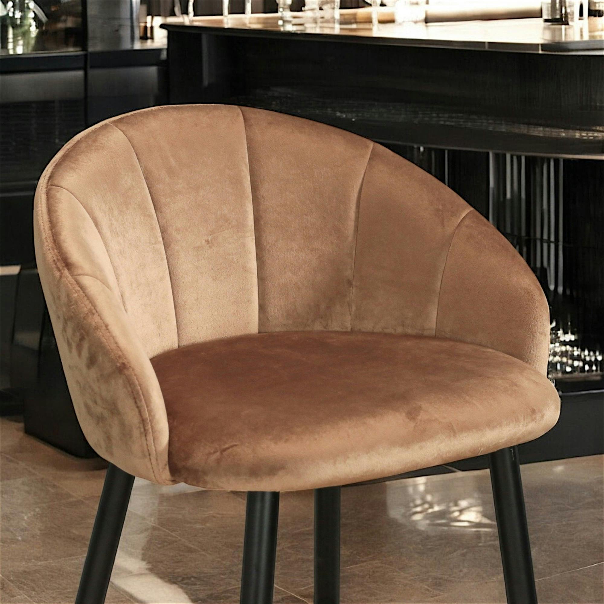 Chaise de bar coquillage velours doré (lot de 2) HAWAI