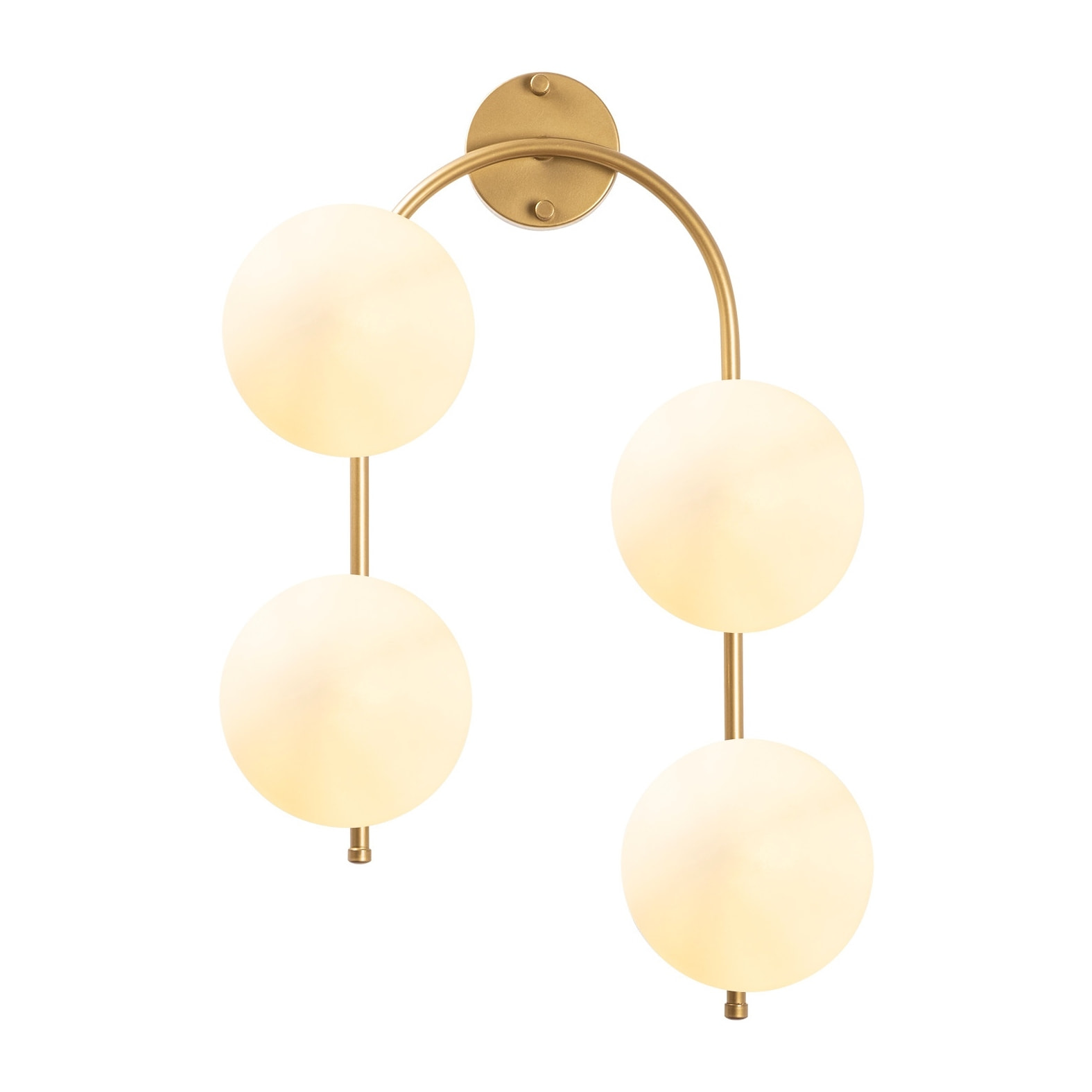 Aplique de pared curvo, 4 blancas, metal , oro brillante, 40x26x62, casquillo 4 x E14 Max 15 W