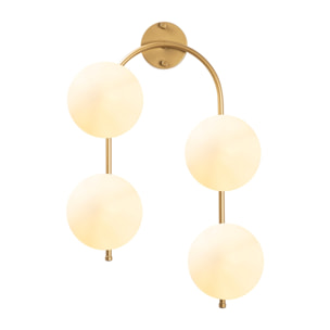 Aplique de pared curvo, 4 blancas, metal , oro brillante, 40x26x62, casquillo 4 x E14 Max 15 W