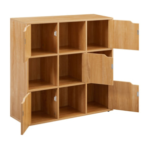 Libreria in legno 9 cubi con 2 ante rovere - Ubli