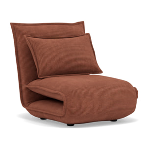Candice - Banquette 1 place convertible clic-clac en velours côtelé - Terracotta