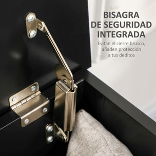 Baúl de Almacenaje para Dormitorio Banco de Almacenaje con Tapa Baúl de Almacenaje Versátil con Bisagra de Seguridad para Pasillo Salón 81x40x46 cm Negro