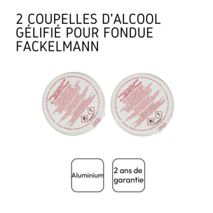 Lot de 2 coupelles d'alcool gélifié Fackelmann