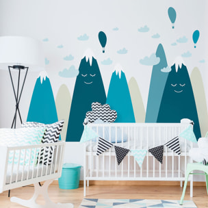 Stickers muraux enfants - Décoration chambre bébé - Autocollant Sticker mural géant enfant montagnes scandinaves AMAKA