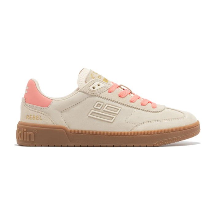 Zapatillas Bajas Piel de  Serraje Rebel Basic Flag Beige D.Franklin