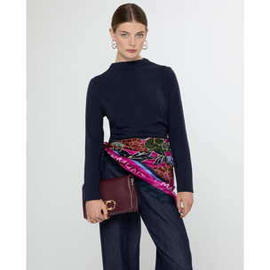 Maglietta a righe manica lunga collo alto