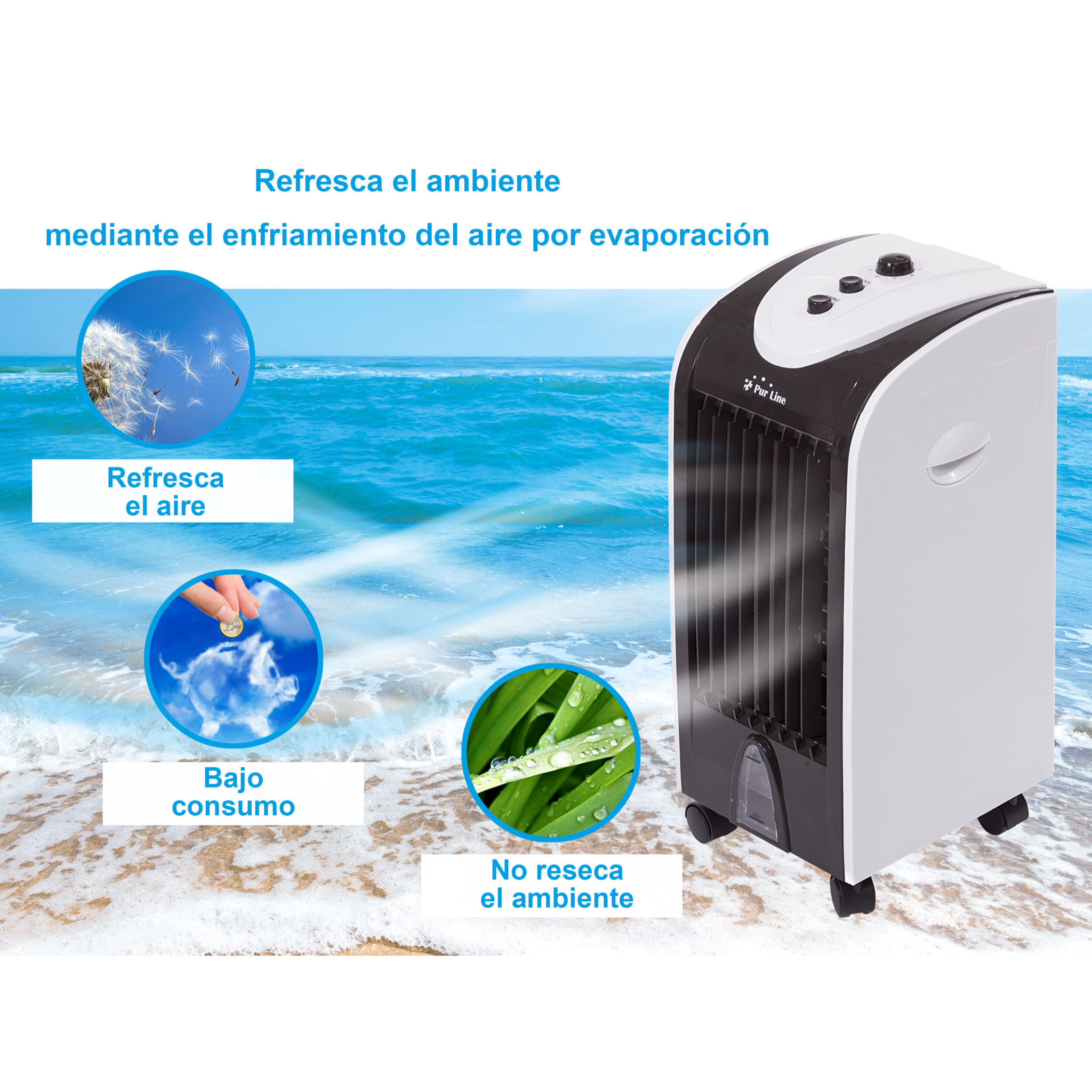 Rafraichisseur d'air par évaporation à débit élevé avec fonction COOL