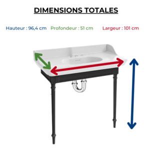 Console Cléo 1889 avec plan vasque 3 trous + siphon chromé