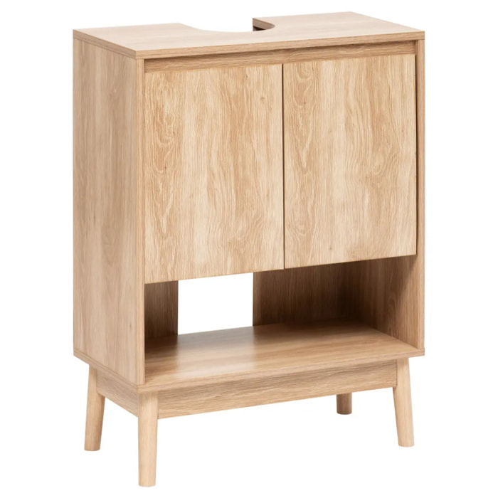 Meuble sous-lavabo Abana 2 portes bois clair