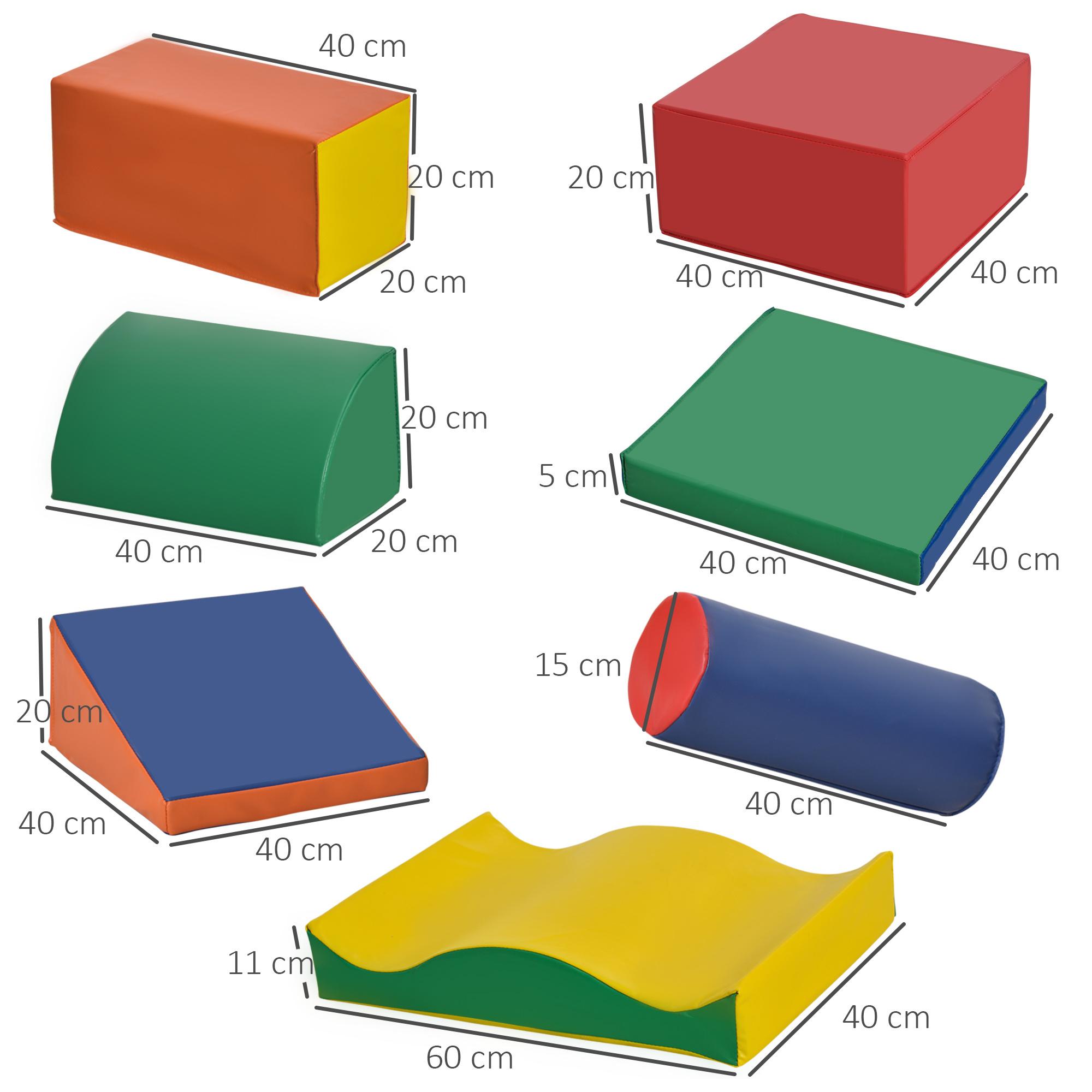 7 blocs de construction en mousse XXL - modules de motricité - jouets éducatifs - certifiés normes EN71-1-2-3 - mousse EPE revêtement PU multicolore
